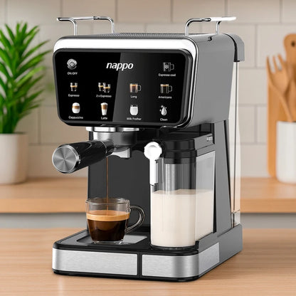 Cafetera nарро 9 en 1 Espresso Barista Craft 1350W Bomba Italiana 20BAR, Calentamiento Rápido Thermoblock, Depósito Leche 0.5L Depósito Agua 1,5L Panel Táctil, para Café de Filtro y Cápsulas de Nespresso